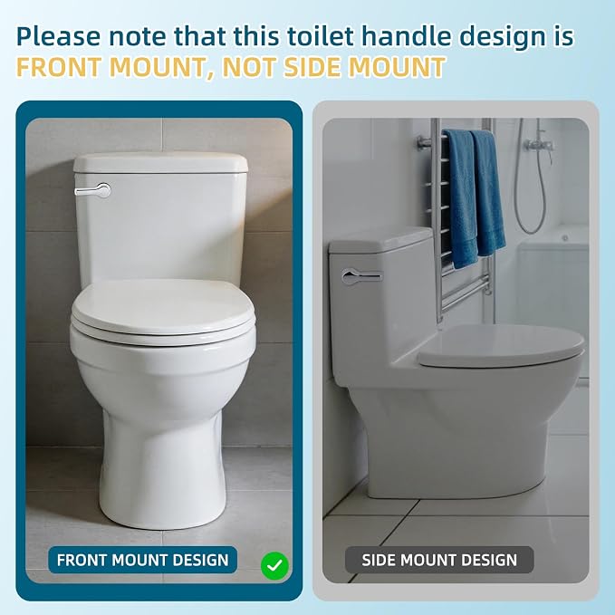 Hygie Rinse Metal Toilet Handle Lever Flush Replacement, Universal Front Mount - Image 2