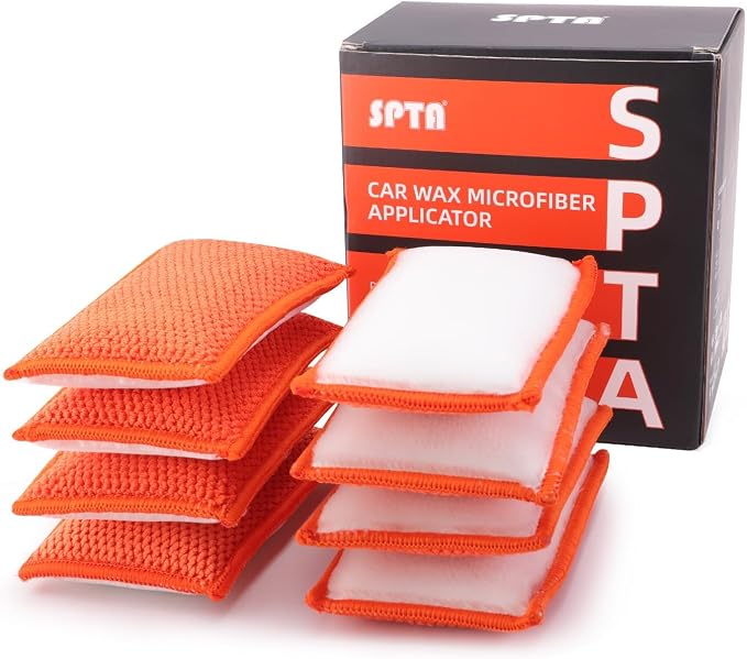 SPTA Car Interior Scrubbing Sponge, Microfiber Car Wax Applicator, Car Wash by SPTA