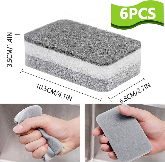 Kitchen Cleaning Sponges, 6 Pack Heavy Duty Scrub Sponges Cleans Fast - Image 2