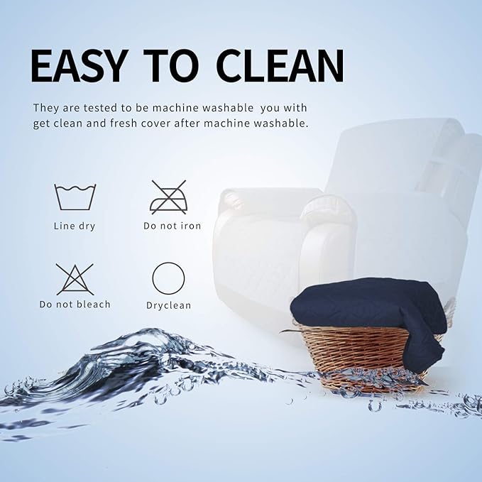 Easy-Going Recliner Chair Slipcover Reversible Sofa Cover Water Resistant Couch Cover Furniture Protector with Elastic Straps for Pets Dog (Recliner, Navy/Ivory)