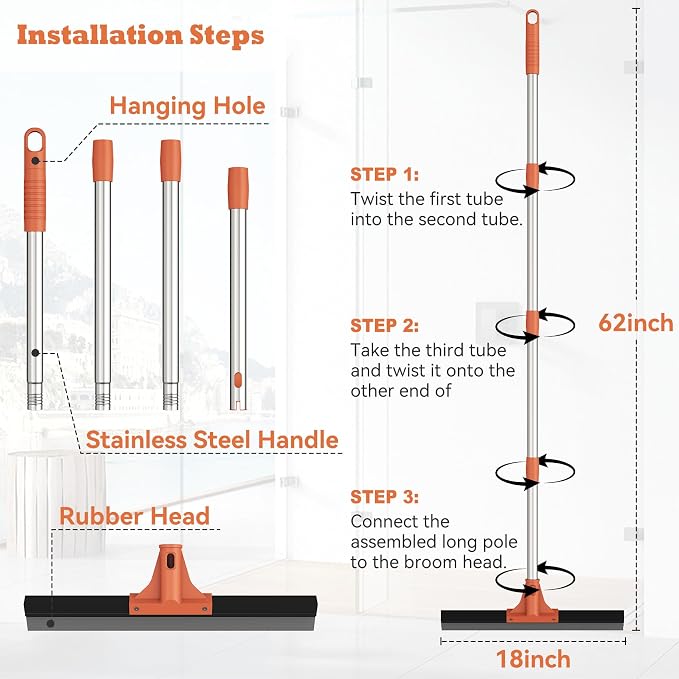 Floor Squeegee for Concrete Floor, Rubber Broom - Image 2