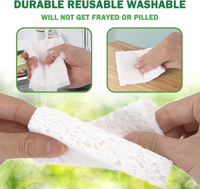 White Plant Based Sponges for Kithcen, Non Abrasive, No odor, Durable Washable - Image 3