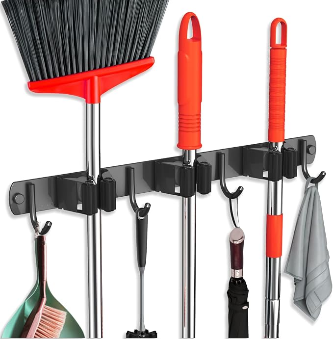 Mop and Broom Holder Wall Mount, Upgraded Broom Hanger Wall Mount, Stainless by FODARSAI
