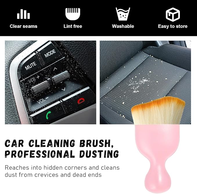 Ziciner Car Detailing Brush, Curved Soft Bristles Auto Removal Dust Collectors - Image 6