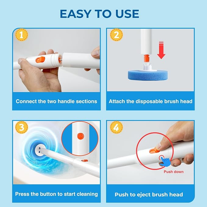 Electric Toilet Brush and Holder Set, 2025 New 4-in-1 Disposable Scrub Kit - Image 5