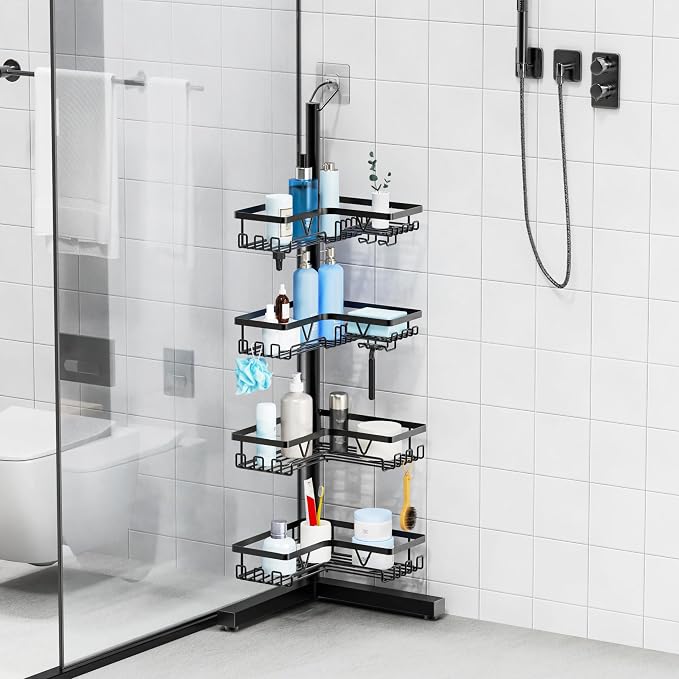 KEGII Floor Shower Caddy Standing – 4-Tier Corner Shower Organizer - Image 6