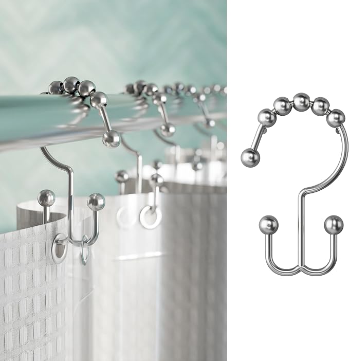 Maytex Shower Curtain Hooks, Shower Curtain Rings, Rust-Resistant Decorative by ZennaHome