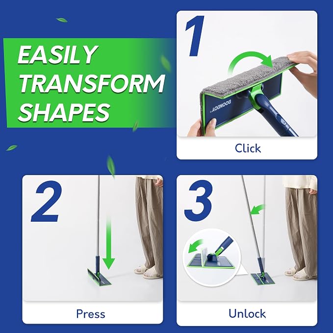 BOOMJOY Wall Cleaner Mop with Foldable Panel, Baseboard Cleaner Tool with 72" - Image 3