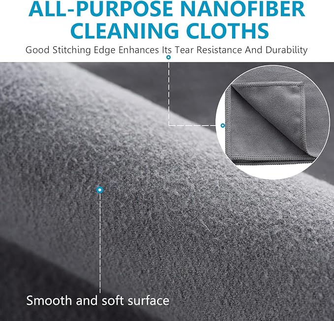 8 Pack Microfiber Screen Cleaning Cloth, Premium Double-Sided Suede Microfiber - Image 3