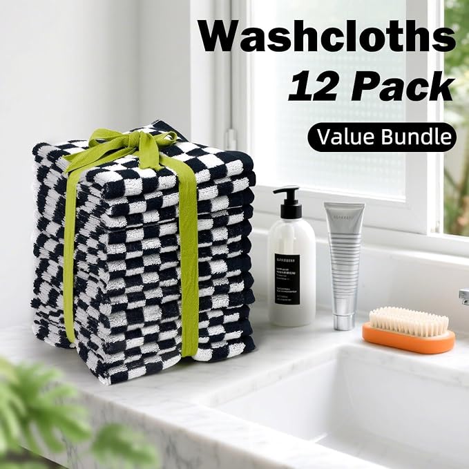 Jacquotha Washcloths 12 Pack Checkered - Image 3