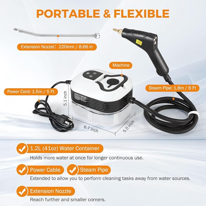 BEAMNOVA Steam Cleaner for Car Detailing 1.2L Water Container Handheld Steamer - Image 9