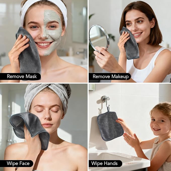 SINLAND Microfiber Facial Cloths Fast Drying Washcloth 8inch x 8inch Absorbent - Image 7