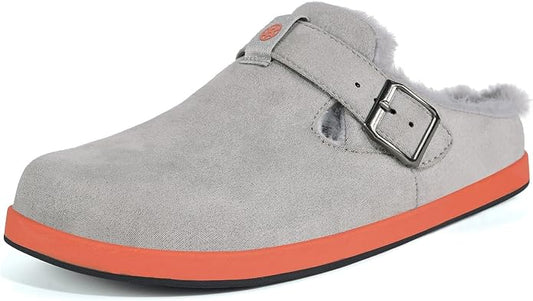 Fur Lined Clogs for Women Men Suede Winter Slippers Arch Support Slip on Mules by Hsyooes