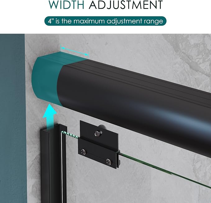 ELEGANT Double Sliding Shower Door 50-54" W x 72" H, Semi-Frameless Bypass - Image 3