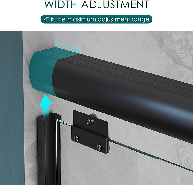 ELEGANT Double Sliding Shower Door 56-60" W x 72" H, Semi-Frameless Bypass - Image 3