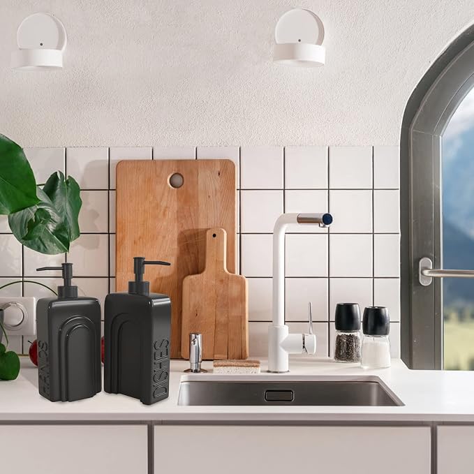 Ceramic Soap Dispenser Set, 2 Pack Kitchen Dispenser - Image 3