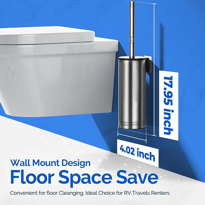 HAMITOR Toilet Brush and Holder Set: 304 Stainless Steel Rustproof Toilet - Image 6