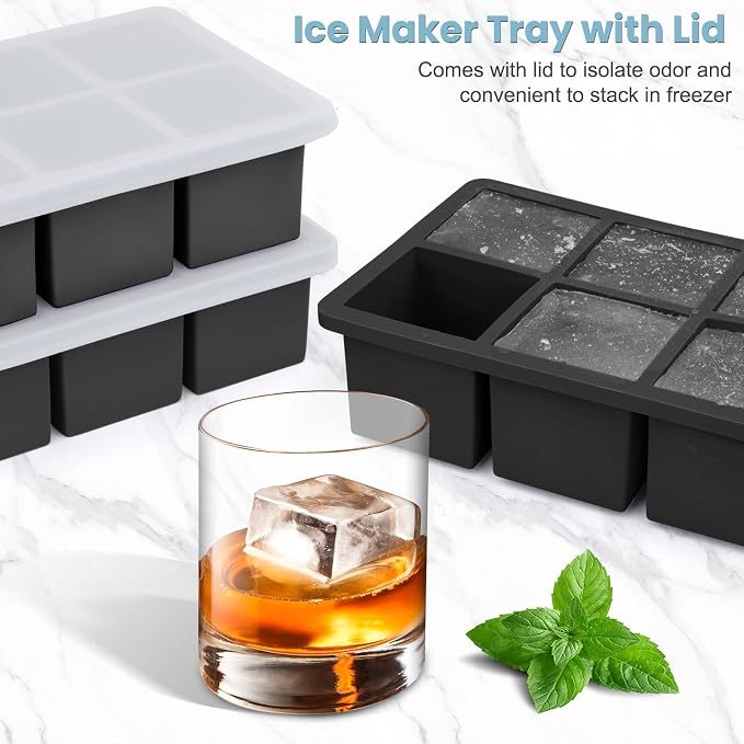 Large Silicone Ice Cube Tray 3Pack, SAWNZC Big Square Ice Cube Molds - Image 6