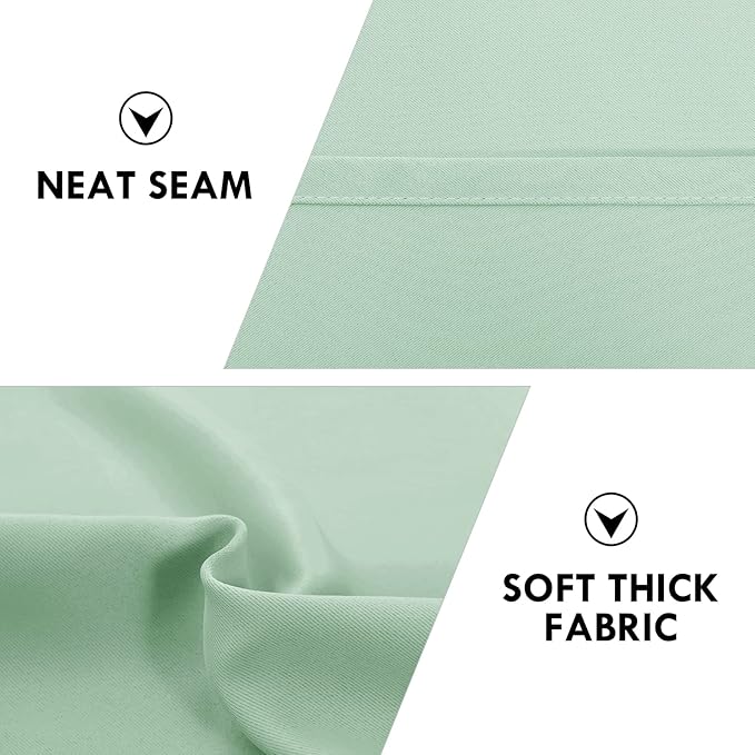 DWCN Blackout Curtains Room Darkening Thermal Insulated Bedroom Curtains Window Curtain Panels, 42 x 45 inches Long, Set of 2 Light Green Rod Pocket Drapes