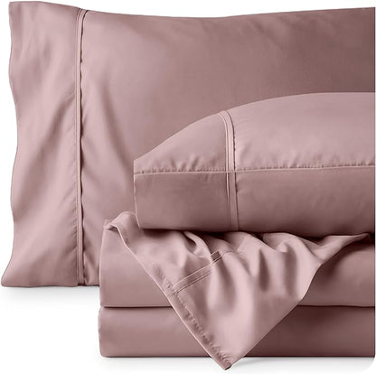 Bare Home Twin Sheet Set - 1800 Ultra-Soft Microfiber Twin Bed Sheets - Double Brushed - Deep Pockets - Easy Fit - Extra Soft - 3 Piece Set - Bedding Sheets & Pillowcases (Twin, Mauve)