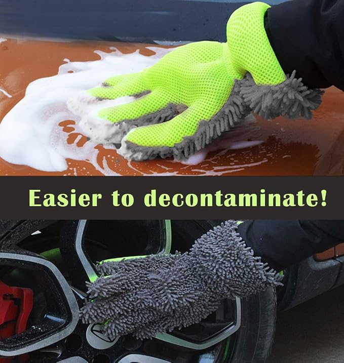 BokWin 2-Pack Car Wash Mitt Scratch Free, 5-Finger Microfiber Wash Mitts - Image 4