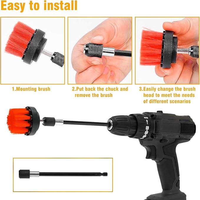 8 Pcs Drill Brush Attachment Set, Power Cleaning Scrub Brush Kit - Image 4