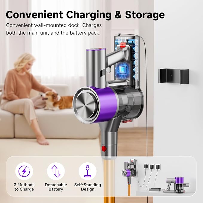 Cordless Stick Vacuum Cleaner, 38Kpa Powerful Suction Vacuum Cleaner - Image 8