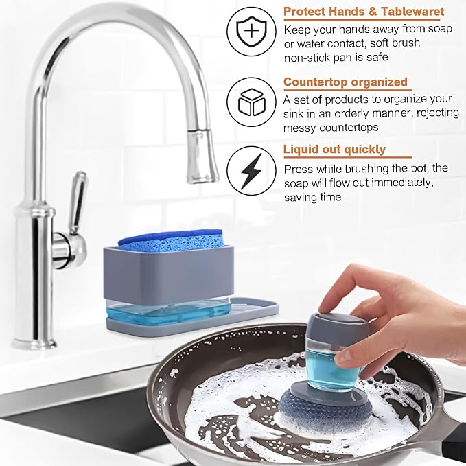 Dish Soap Dispenser with Sponge Holder -Dishwashing Soap Pump Dispenser - Image 5