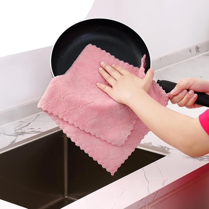 Homaxy 12 Pack Dish Towels for Kitchen, Super Soft and Absorbent Coral Velvet - Image 3