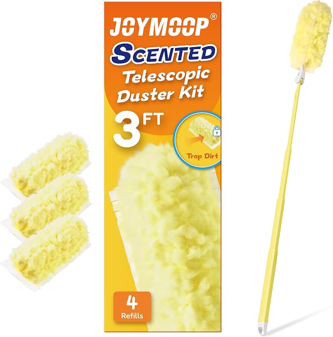 JOYMOOP Scented Telescopic Duster kit, 3FT Extendable Handle + 4 Yellow Refill by JOYMOOP