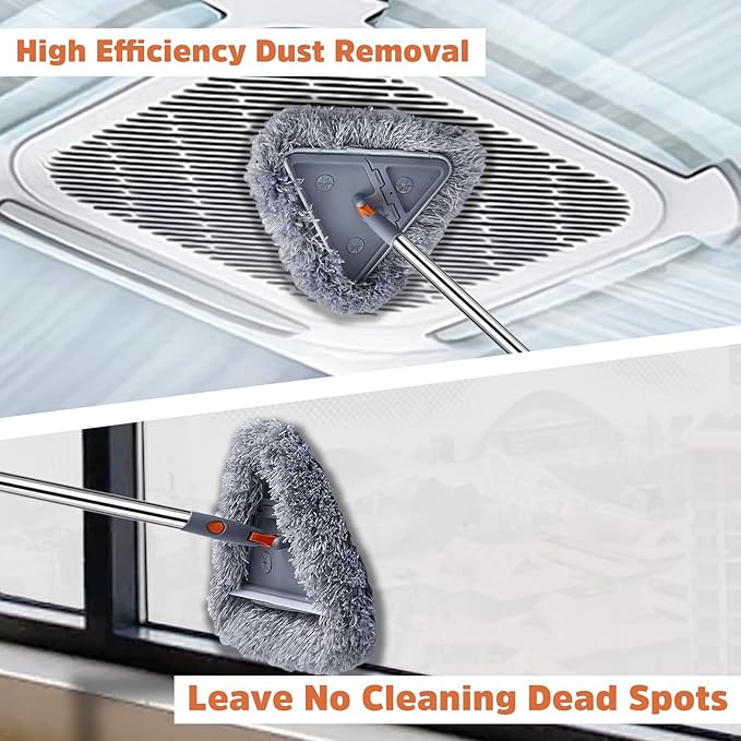 Wall Cleaner Mop with 94" Long Handle, 2-in-1 Triangle & Rectangle Head with - Image 4