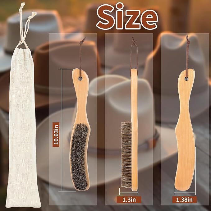 Horsehair Hat Brush, Felt Hat Cowboy Hat Brushes Cleaning Kit - Image 4