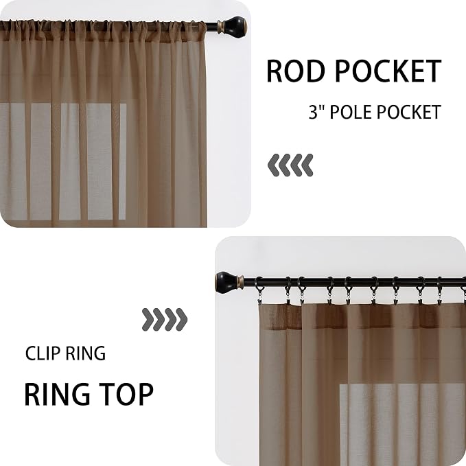 Tollpiz Small Sheer Door Curtain Closet Linen Textured Curtain Sheers Doorway - Image 5