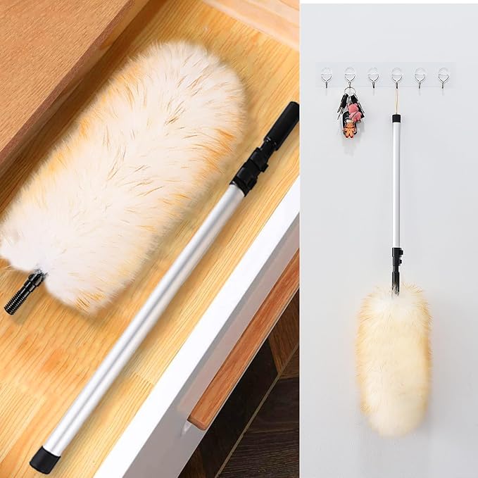 Lambswool Duster Extendable 31-55 Inch, Natural Electrostatic Feather Duster - Image 6