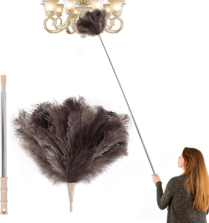 Extendable 81.9 Inch Ostrich Feather Duster by Unknown