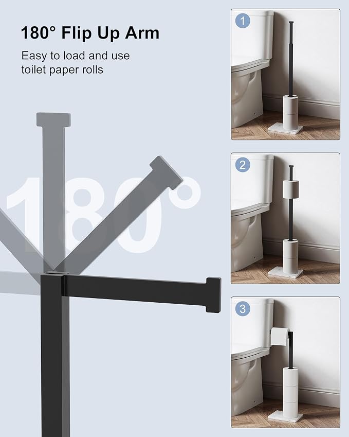 Free Standing Toilet Paper Holder Stand Matte Black SUS 304 Stainless Steel - Image 5