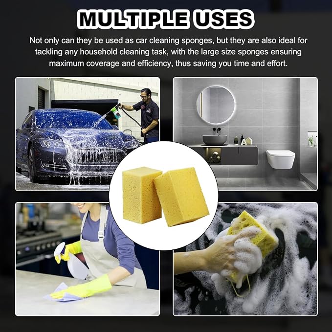 5PCS Car Wash Sponges, 8.5"×4.4"×3.5" Large Extra Soft Coral Non Scratch Sponge - Image 6