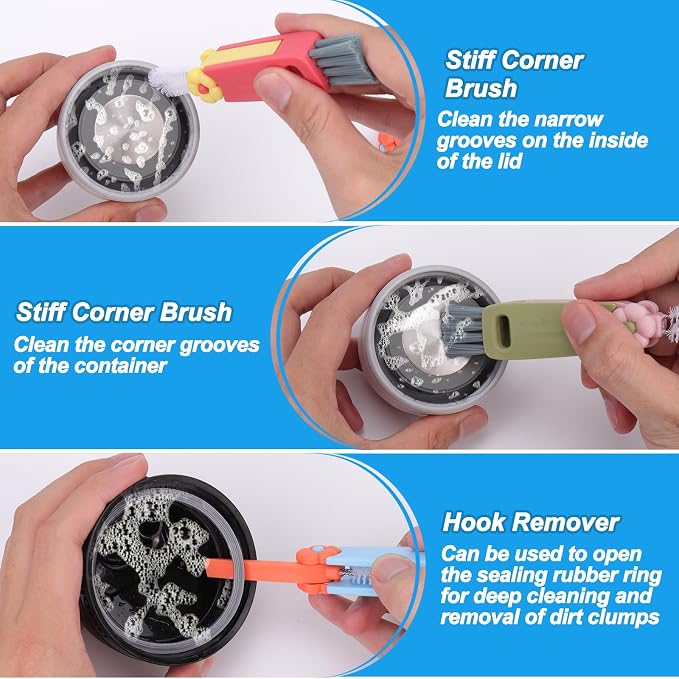XANGNIER 3 in 1 Cup Lid Gap Cleaning Brush Set, 3 Pack Water Bottle Crevice - Image 5