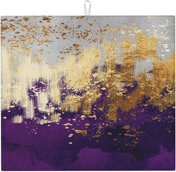 Purple Gold Abstract Art Dish Drying Mat by Unknown