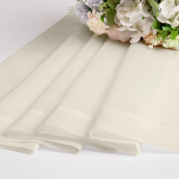 Chyhomenyc Cream Sheer Curtains 63 Inches Long 2 Panels Set- Light Filtering - Image 3