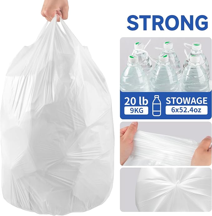 Small Trash Bags with Handles 8 Gallon 160 Count White - Image 5