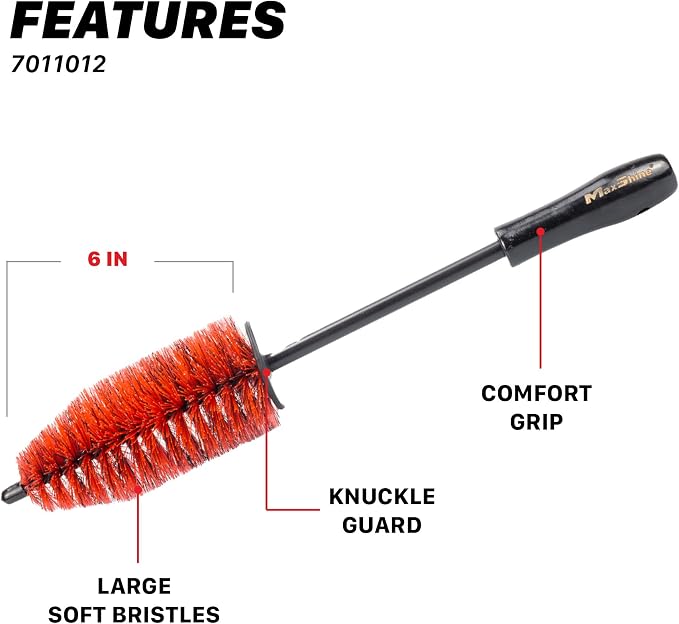 Maxshine 6” Universal Bristle Wheel & Rim Brush – Short PP Handle - Image 2