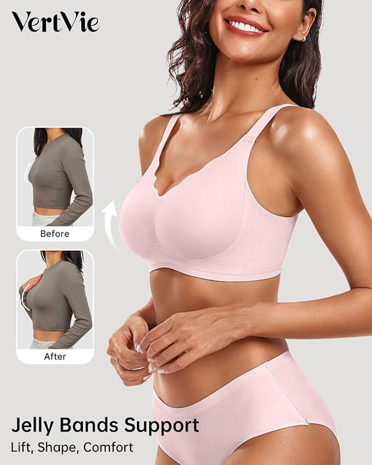 Vertvie Womens Seamless Bras No Underwire Supportive Wireless Push Up Full - Image 2