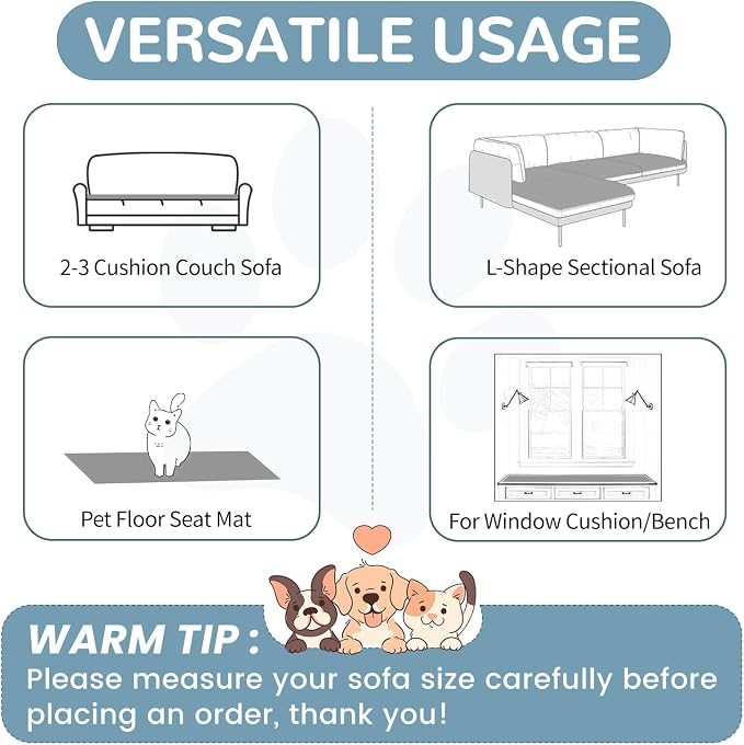 OTOB Couch Covers for 3 Cushion Sofa Pet Friendly, Plush Fuzzy Non Slip Sofa - Image 6