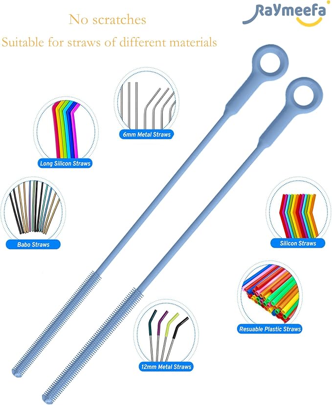 Extra Long Straw Cleaner Brush, Reusable and Soft Silicone Straw Cleaning Brush - Image 3