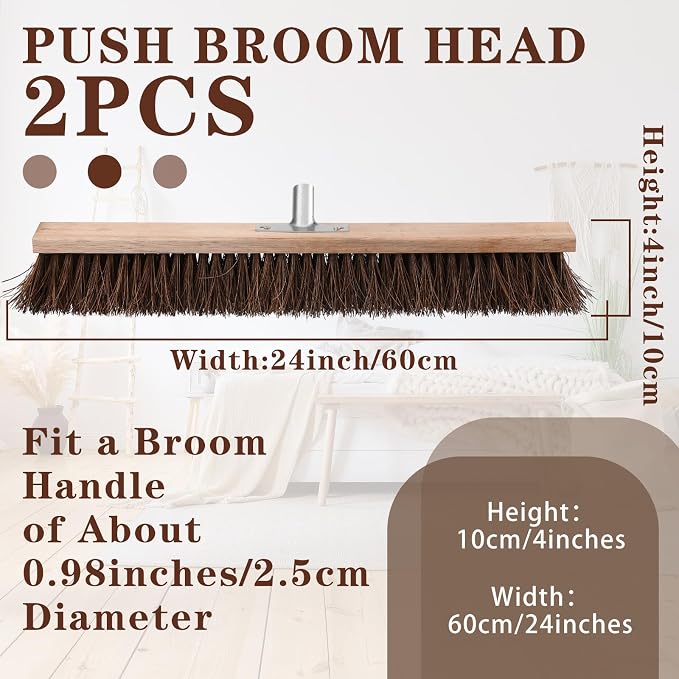 2 Pcs Push Broom Head Replacement Large Outdoor Heavy Duty Push Broom - Image 2
