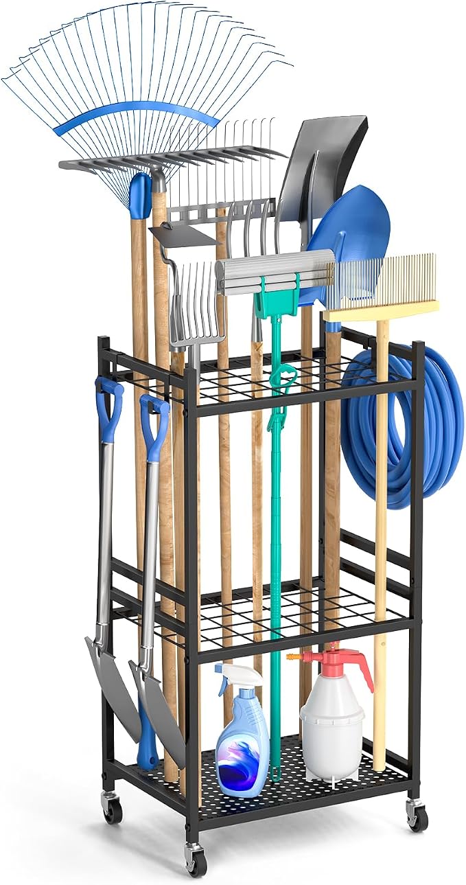 Garden Organizer With Wheels, Yard Tower Rack by DAOUTIME