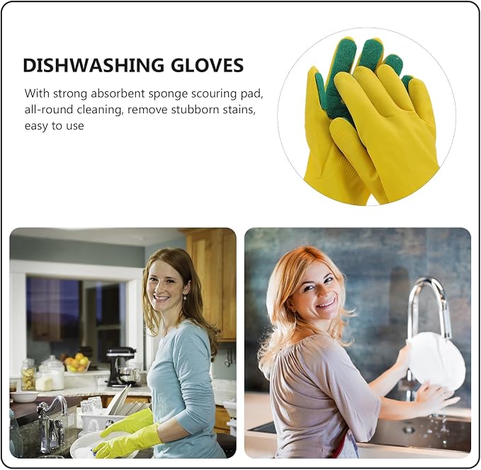 2 Pairs Latex Gloves Kitchen Dishwashing Gloves Kitchen Latex Gardening - Image 7