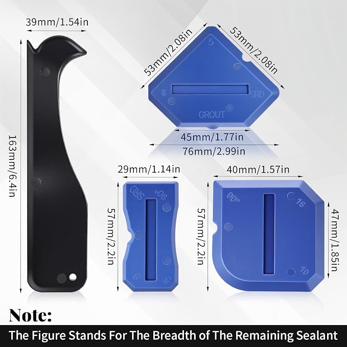 4 PCS Effective Caulking Tools Set, Sealant Finishing Grout Scraper, TPR Rubber - Image 2