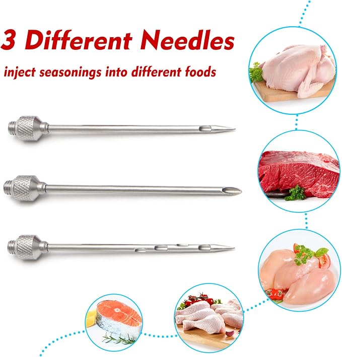 Meat Injector, 1-oz Plastic BBQ Marinade Injector Kit, Turkey Injector Syringe - Image 5